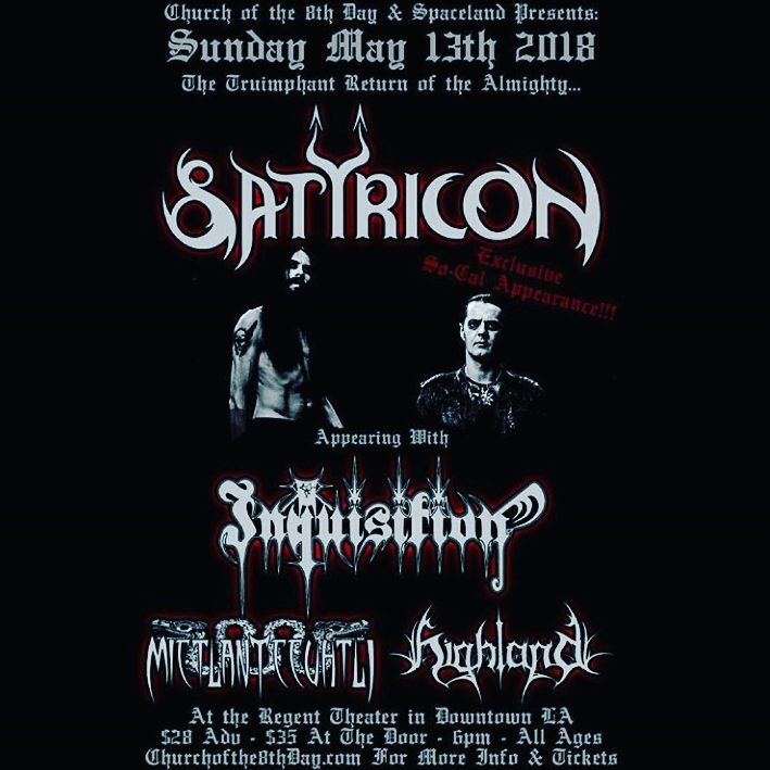 Satyricon at the Regent Theatre May 13, 2018